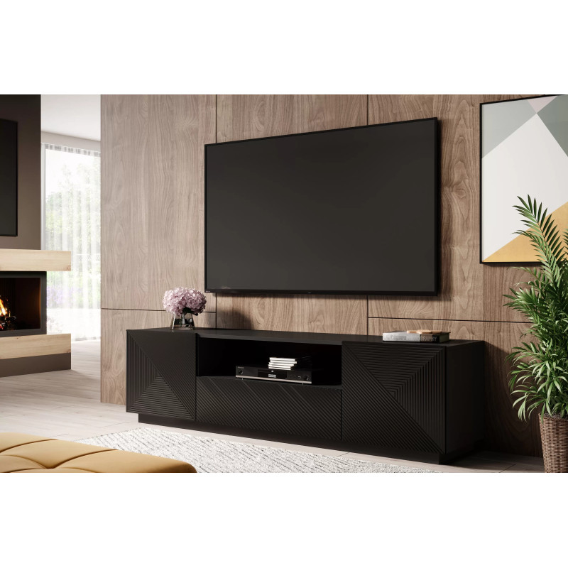 Szafka RTV 167 z szufladą Kolekcja Asha Meble Bogart czarna