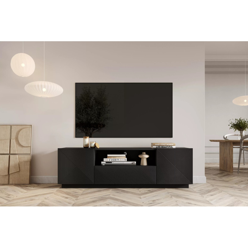 Szafka RTV 167 z szufladą Kolekcja Asha Meble Bogart czarna