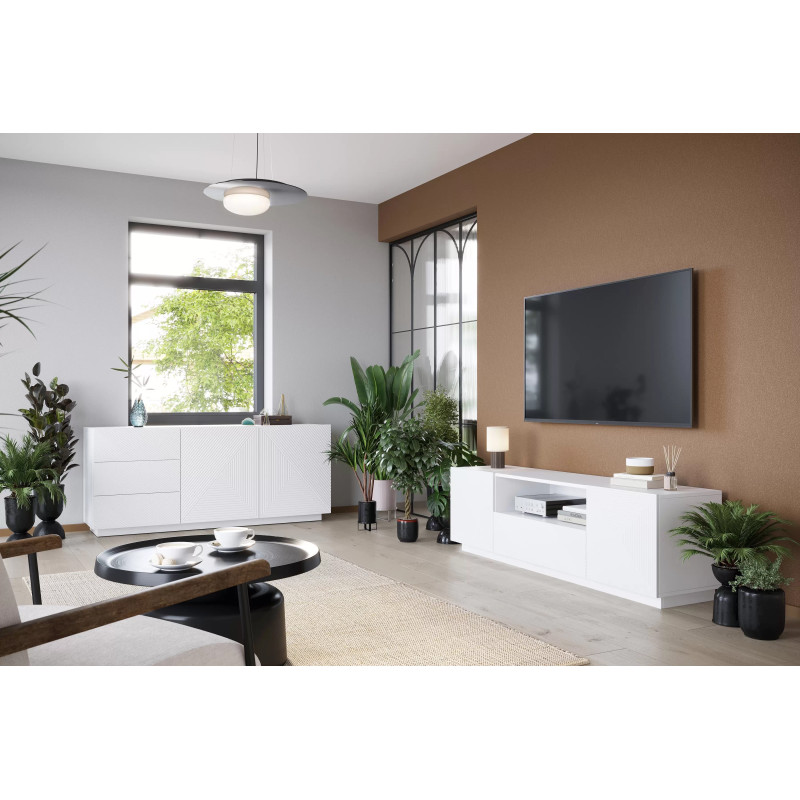 Szafka RTV 167 z szufladą Kolekcja Asha Meble Bogart biały