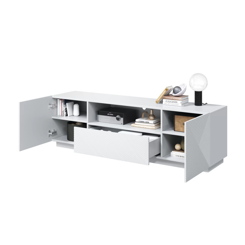 Szafka RTV 167 z szufladą Kolekcja Asha Meble Bogart biały