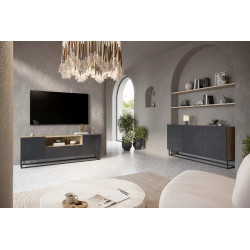 Szafka RTV 167 z szufladą na metalowym stelażu Kolekcja Asha