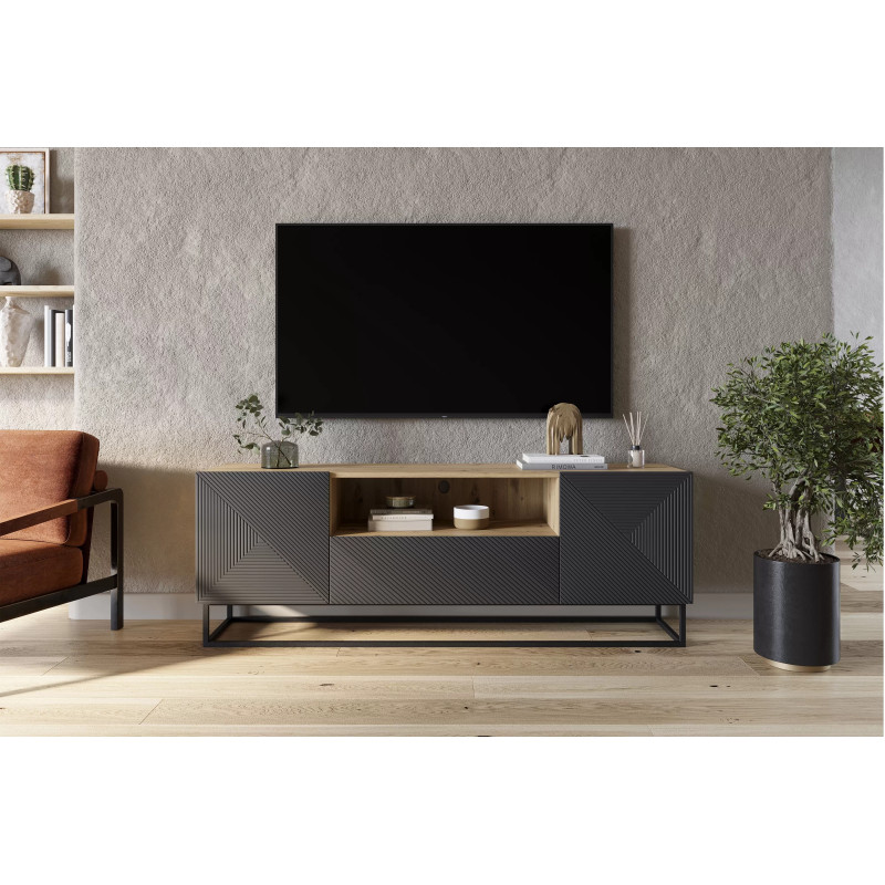 Szafka RTV 167 z szufladą na metalowym stelażu Kolekcja Asha