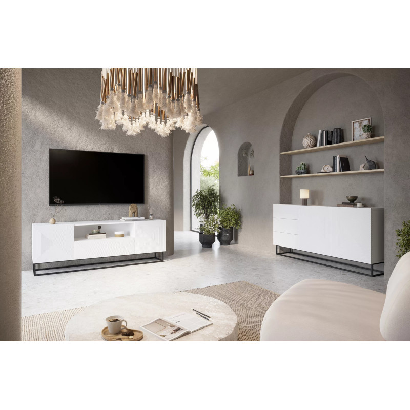 Szafka RTV 167 z szufladą na metalowym stelażu Kolekcja Asha