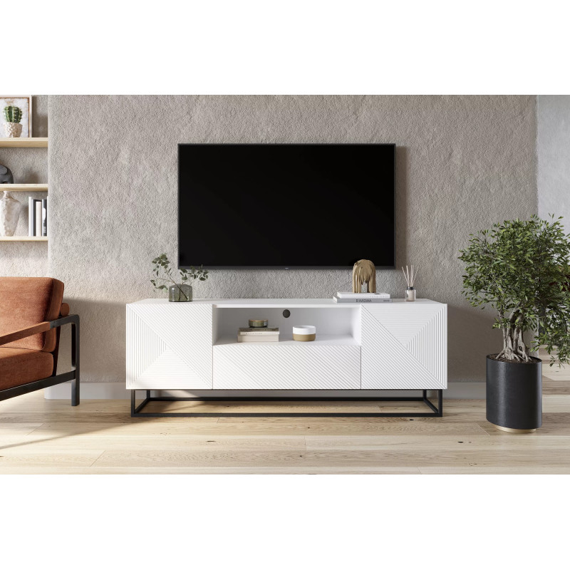 Szafka RTV 167 z szufladą na metalowym stelażu Kolekcja Asha