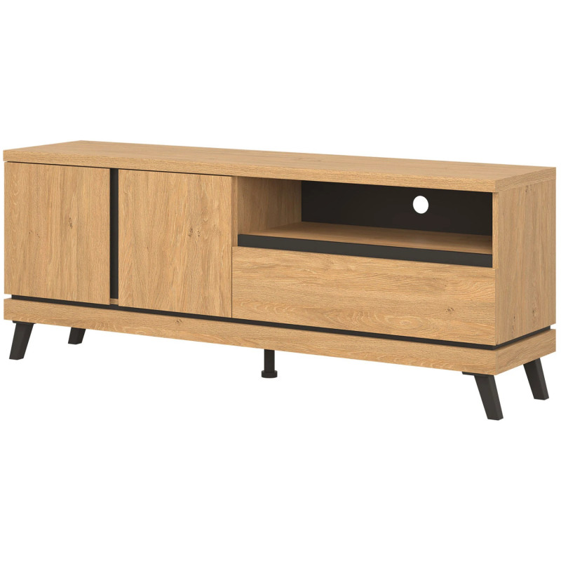 Szafka RTV ATE AT01 Liveo Meble Dąb Kamienny/Czarny