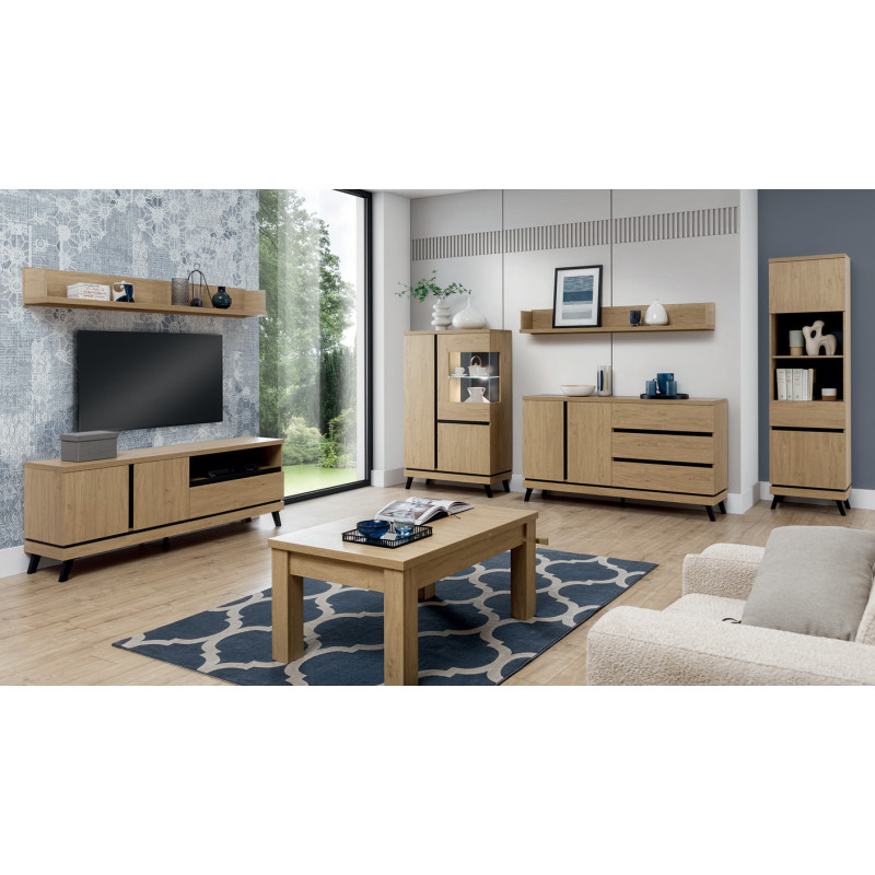 Szafka RTV ATE AT01 Liveo Meble Dąb Kamienny/Czarny