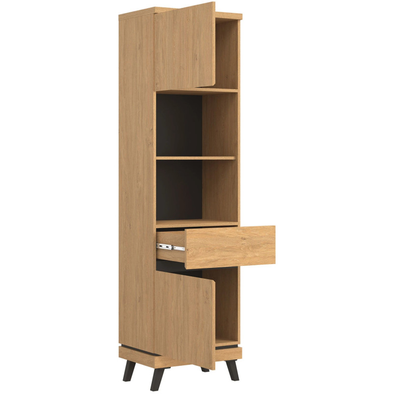 Regał Lewostronny ATE AT07 Liveo Meble Dąb Kamienny/Czarny