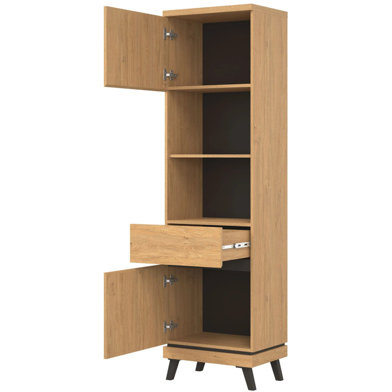 Regał Lewostronny ATE AT07 Liveo Meble Dąb Kamienny/Czarny