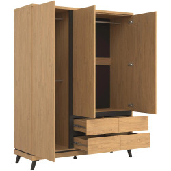 Szeroka szafa ATE AT13 Liveo Meble Dąb Kamienny/Czarny Szeroka szafa ATE AT13 Liveo Meble Dąb Kamienny/Czarny