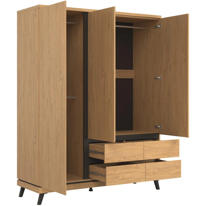 Szeroka szafa ATE AT13 Liveo Meble Dąb Kamienny/Czarny