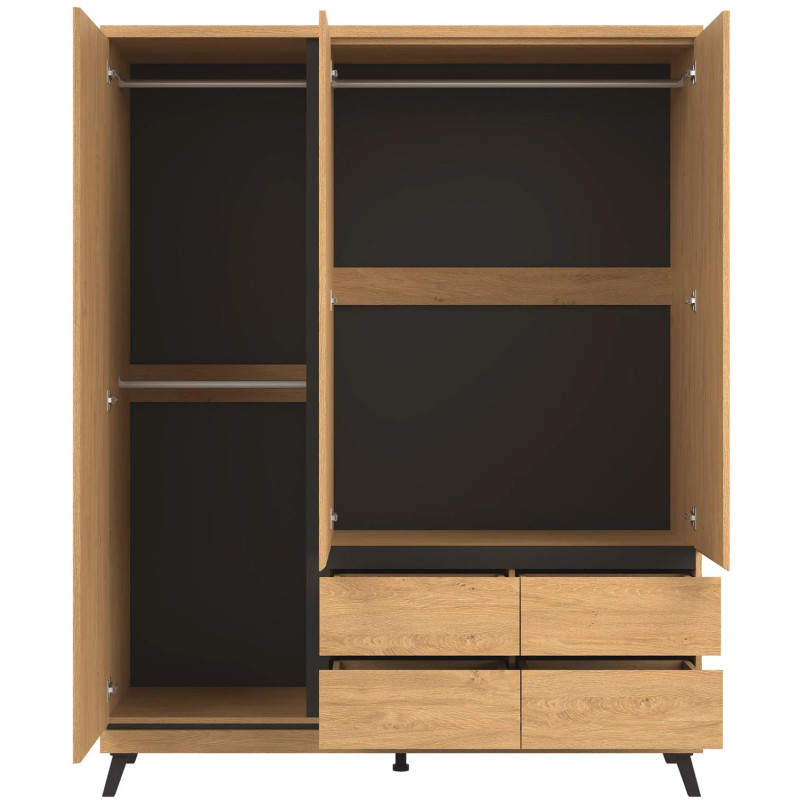 Szeroka szafa ATE AT13 Liveo Meble Dąb Kamienny/Czarny