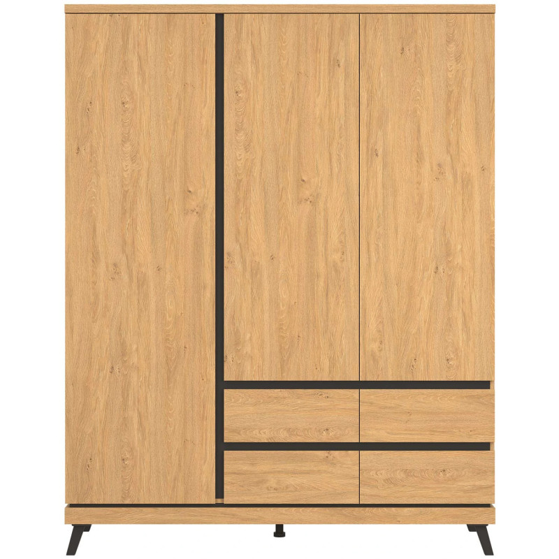 Szeroka szafa ATE AT13 Liveo Meble Dąb Kamienny/Czarny