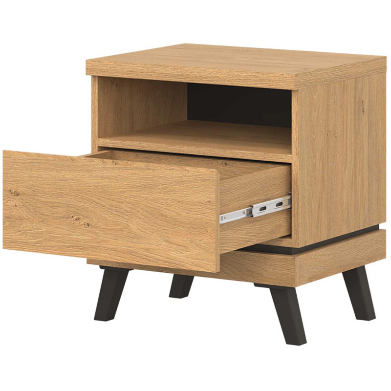 Szafka nocna ATE AT16 Liveo Meble Dąb Kamienny/Czarny