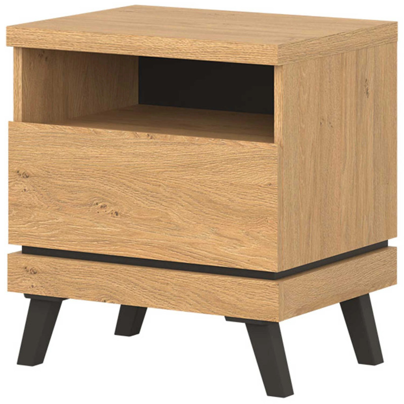 Szafka nocna ATE AT16 Liveo Meble Dąb Kamienny/Czarny