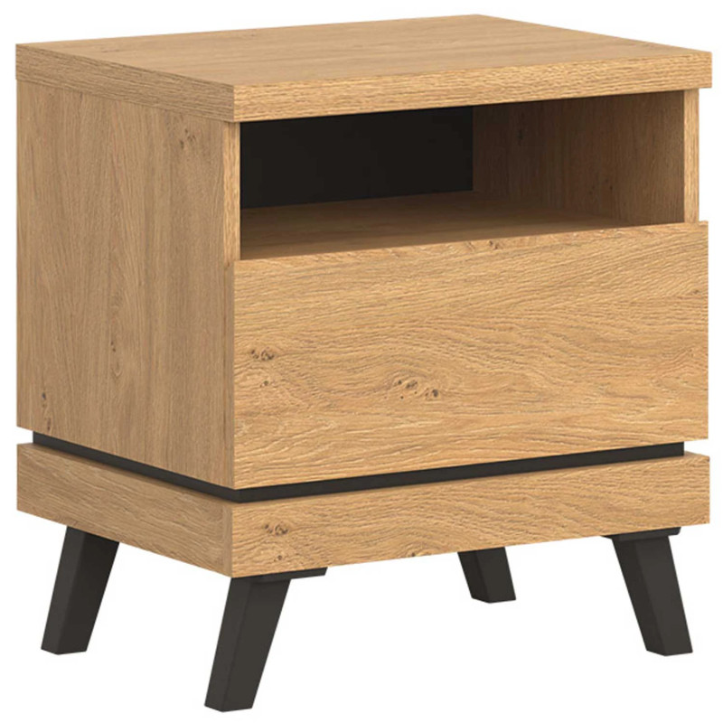 Szafka nocna ATE AT16 Liveo Meble Dąb Kamienny/Czarny