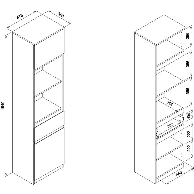 Wąski regał REMI RM08 Liveo Meble Kolory do wyboru