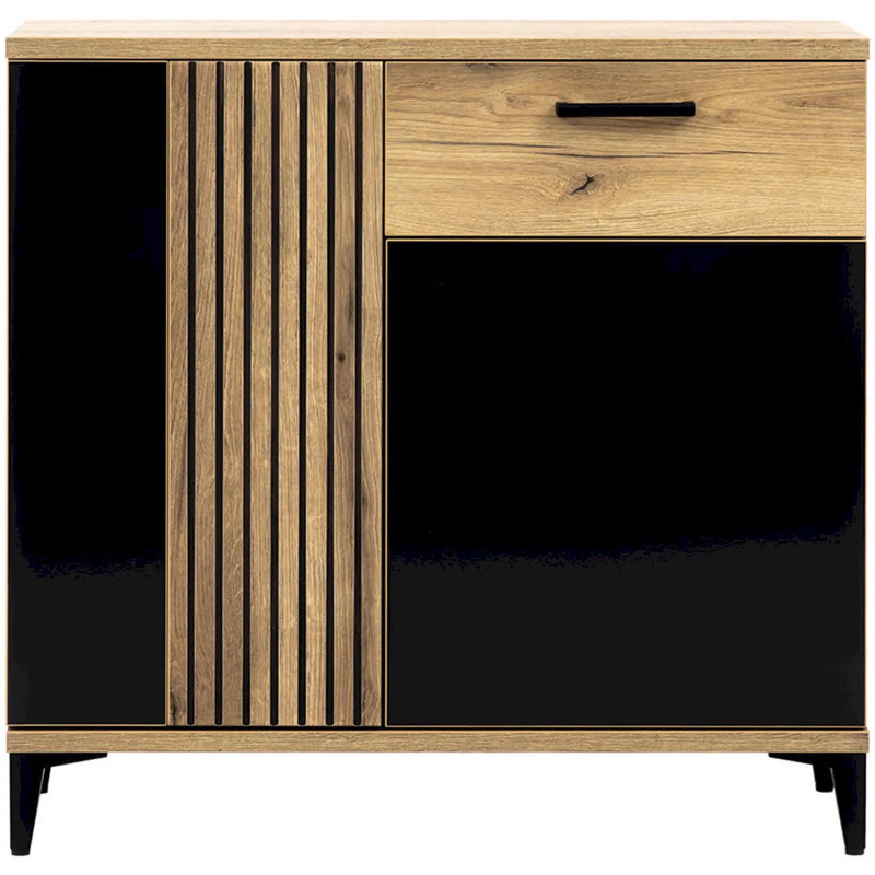 Komoda ARIS AS02 Liveo Meble Dąb Evoke/Czarny Połysk