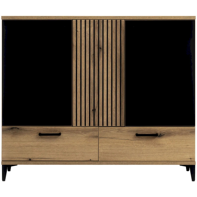 Komoda ARIS AS04 Liveo Meble Dąb Evoke/Czarny Połysk