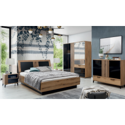 Komoda ARIS AS02 Liveo Meble Dąb Evoke/Czarny Połysk Komoda ARIS AS02 Liveo Meble Dąb Evoke/Czarny Połysk