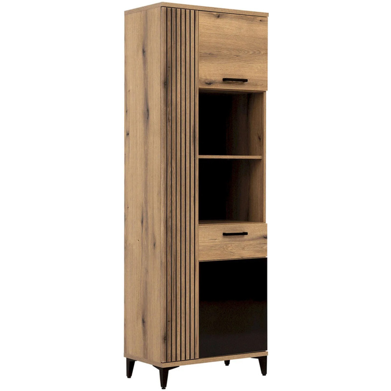 Regał ARIS AS09 Liveo Meble Dąb Evoke/Czarny Połysk