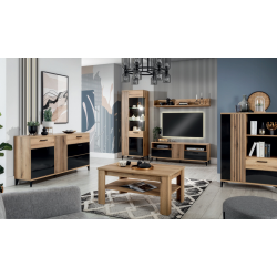 Komoda ARIS AS02 Liveo Meble Dąb Evoke/Czarny Połysk Komoda ARIS AS02 Liveo Meble Dąb Evoke/Czarny Połysk