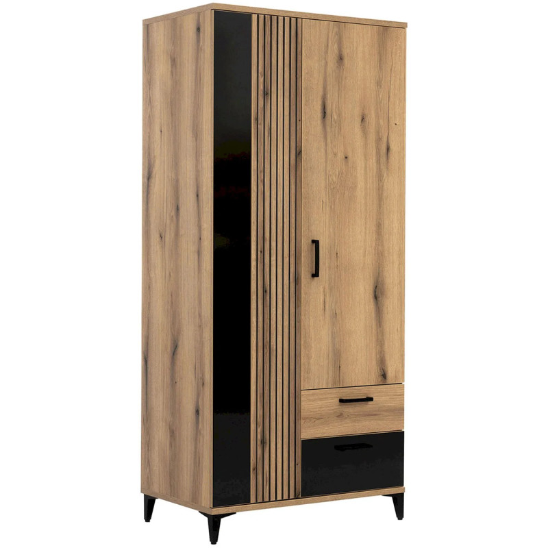 Szafa ARIS AS10 Liveo Meble Dąb Evoke/Czarny Połysk