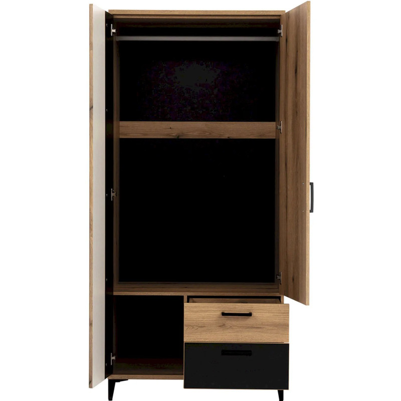 Szafa ARIS AS10 Liveo Meble Dąb Evoke/Czarny Połysk