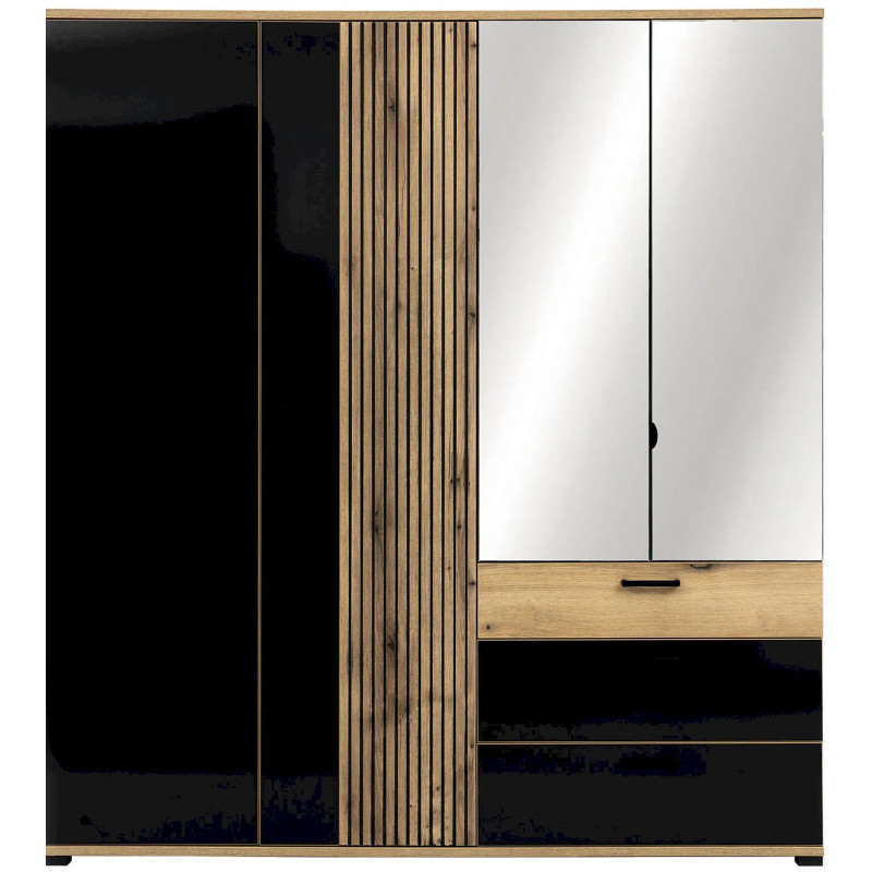 Szafa z lustrem ARIS AS11 Liveo Meble Dąb Evoke/Czarny Połysk