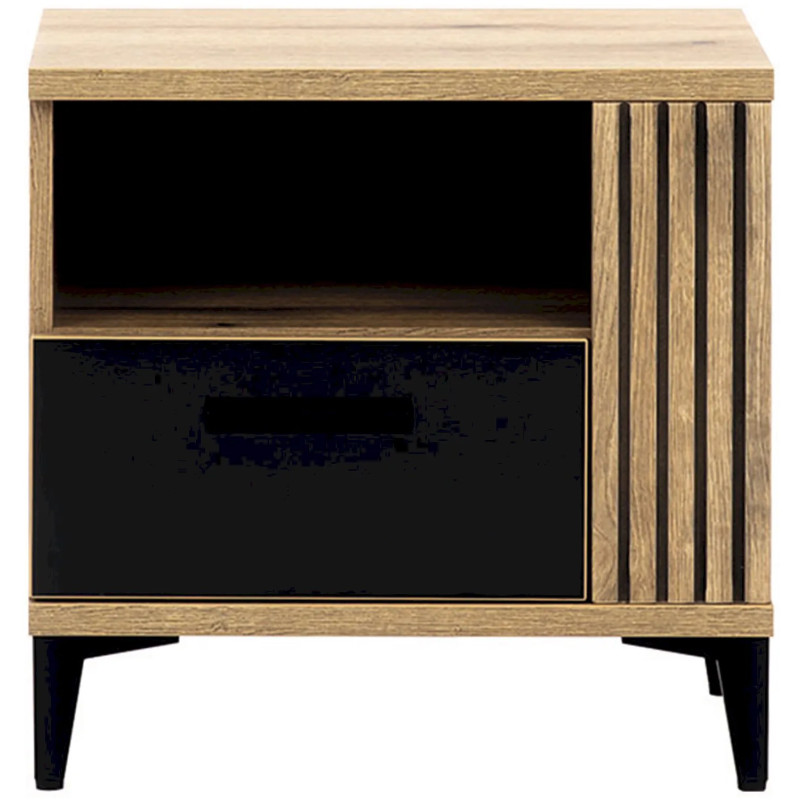 Szafka nocna ARIS AS15 Liveo Meble Dąb Evoke/Czarny Połysk