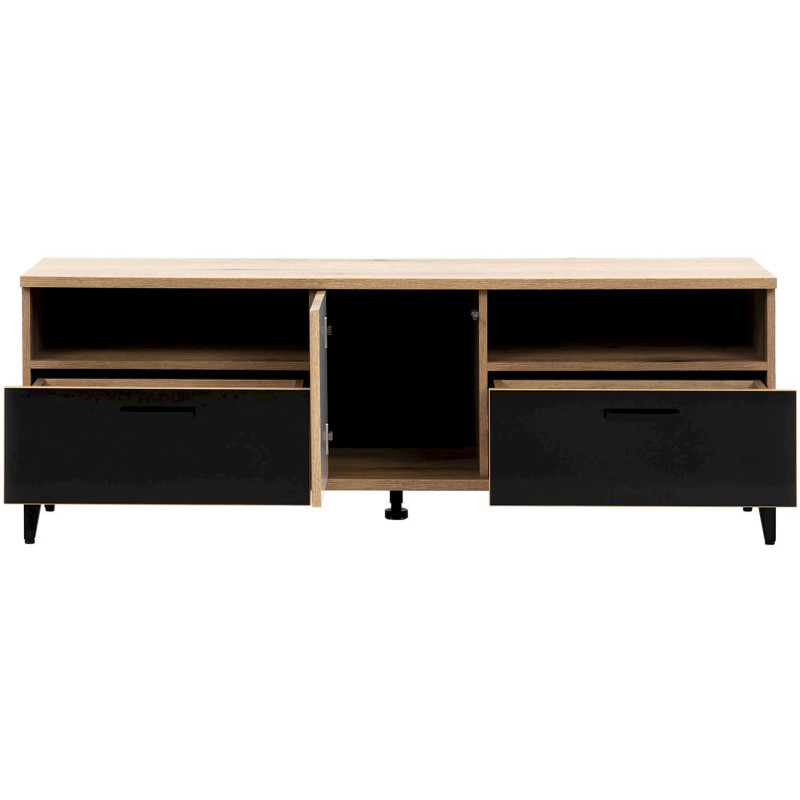 Szafka RTV ARIS AS01 Liveo Meble Dąb Evoke/Czarny Połysk