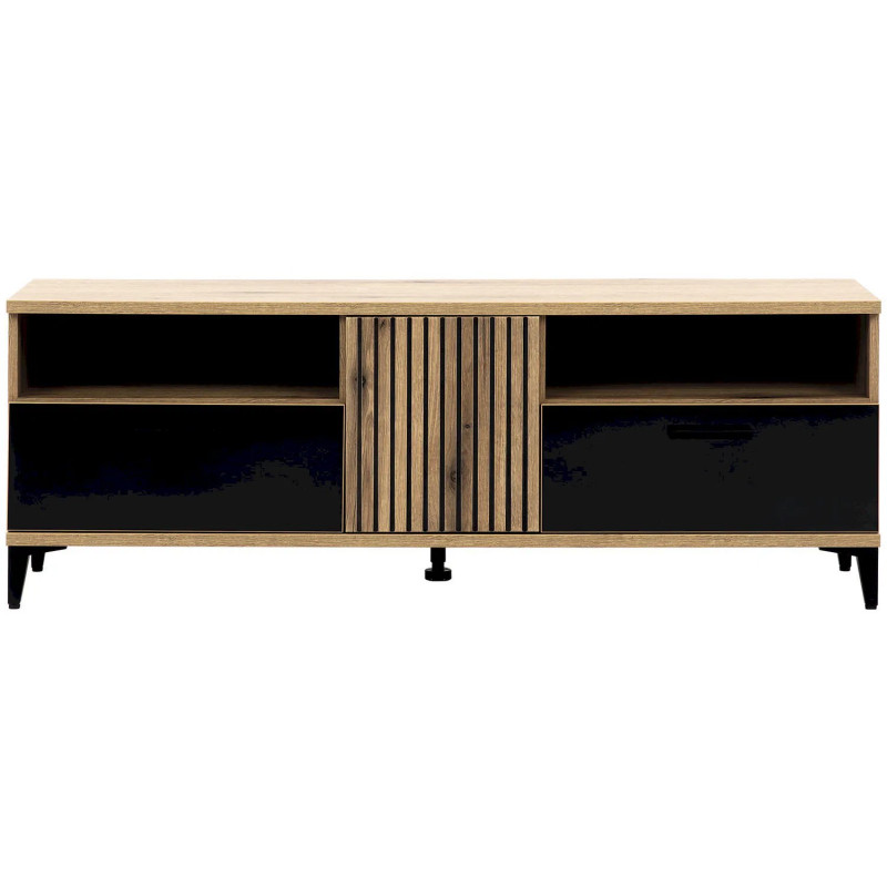 Szafka RTV ARIS AS01 Liveo Meble Dąb Evoke/Czarny Połysk