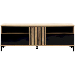 Szafka RTV ARIS AS01 Liveo Meble Dąb Evoke/Czarny Połysk