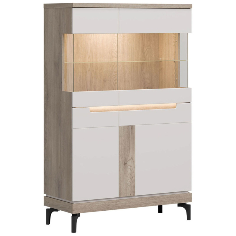 Niska Witryna Aston AN04 Liveo Meble Dąb Cremona/Kaszmir