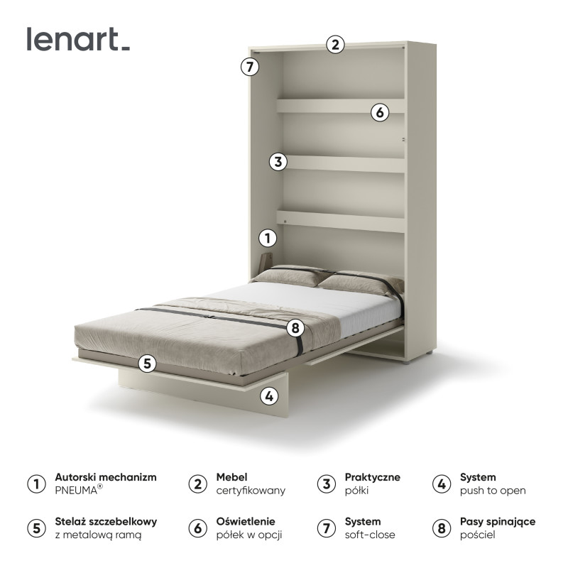 P&oacute;łkotapczan Pionowy BED CONCEPT BC-02 120X200 Kaszmir Lenart