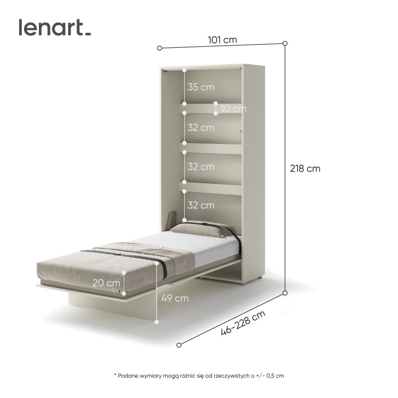 P&oacute;łkotapczan Pionowy BED CONCEPT BC-03 90X200 Kaszmir Lenart