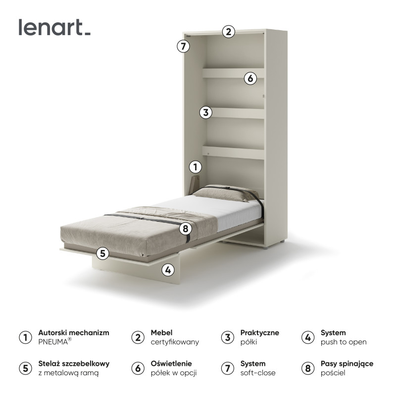 P&oacute;łkotapczan Pionowy BED CONCEPT BC-03 90X200 Kaszmir Lenart