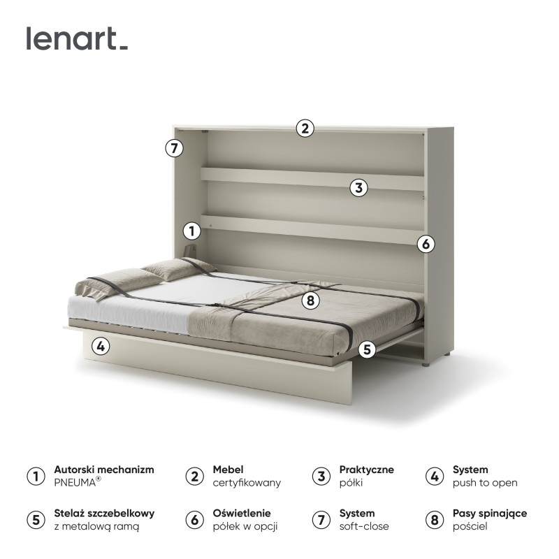 P&oacute;łkotapczan Poziomy BED CONCEPT BC-04 140X200 Kaszmir Lenart