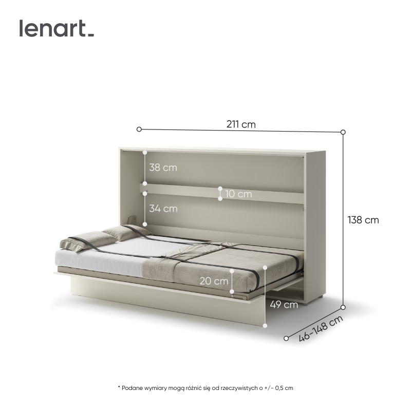 P&oacute;łkotapczan Poziomy BED CONCEPT BC-05 120X200 Kaszmir Lenart