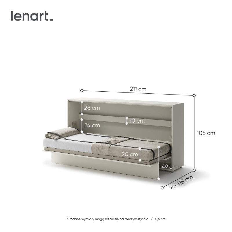 P&oacute;łkotapczan Poziomy BED CONCEPT BC-06 90X200 Kaszmir Lenart