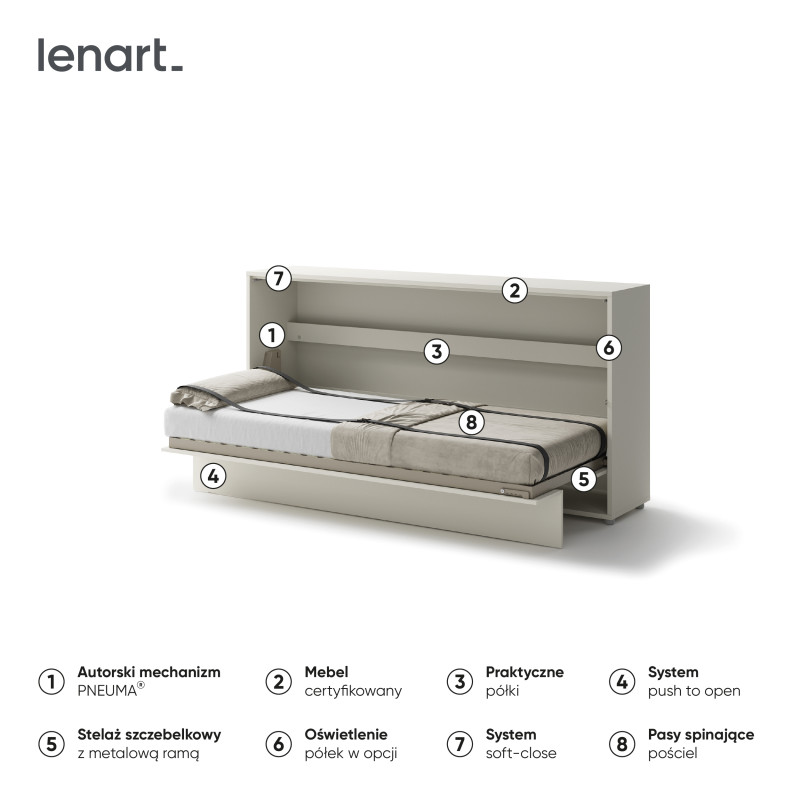 P&oacute;łkotapczan Poziomy BED CONCEPT BC-06 90X200 Kaszmir Lenart