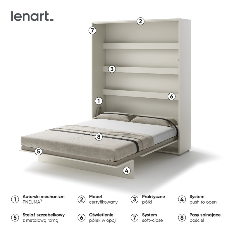 Półkotapczan Pionowy BED CONCEPT BC-12 160X200 Kaszmir Lenart