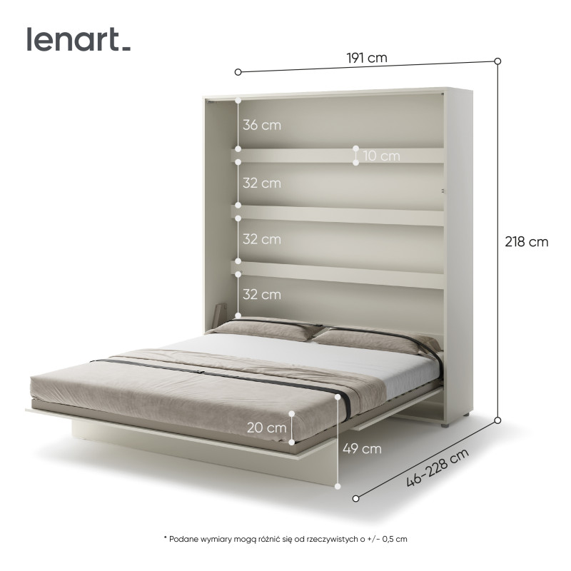 Półkotapczan Pionowy BED CONCEPT BC-13 180X200 Kaszmir Lenart