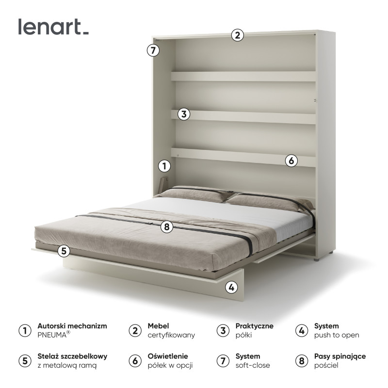 Półkotapczan Pionowy BED CONCEPT BC-13 180X200 Kaszmir Lenart