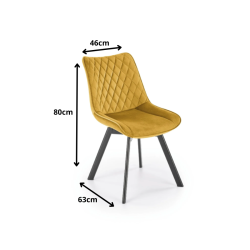 Krzesło tapicerowane Lizbona musztardowe/czarne nogi Krzesło tapicerowane Lizbona musztardowe/czarne nogi