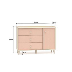 Komoda Mevel 05 Millenial Pink/Szary Pallad ML Meble Komoda Mevel 05 Millenial Pink/Szary Pallad ML Meble