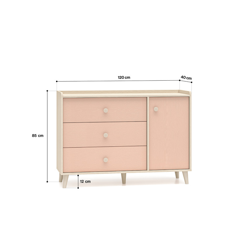 Komoda Mevel 05 Millenial Pink/Szary Pallad ML Meble