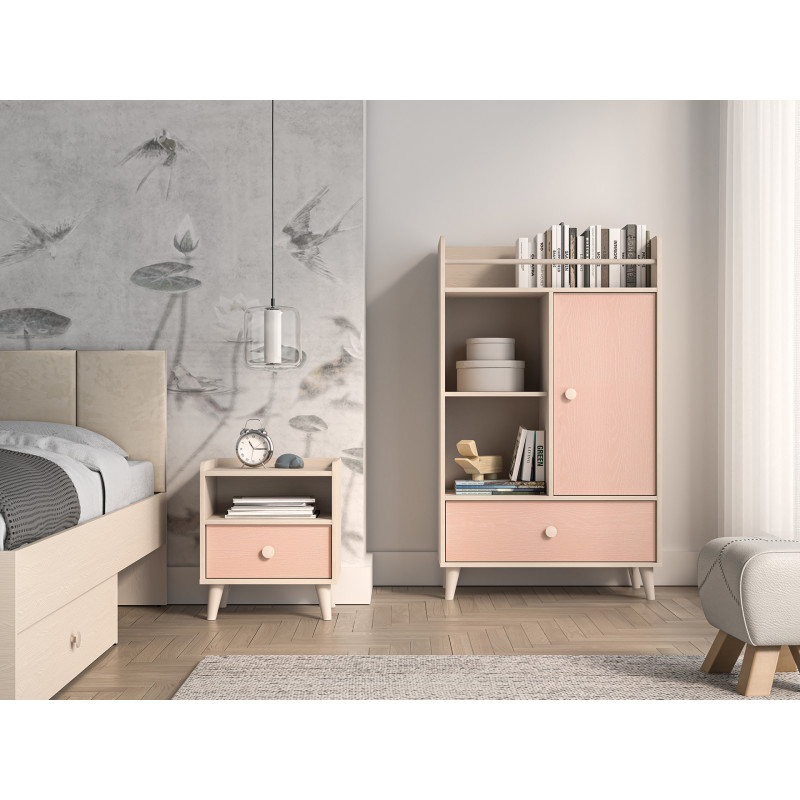 Szafka Nocna Mevel 10 Millenial Pink/Szary Pallad ML Meble