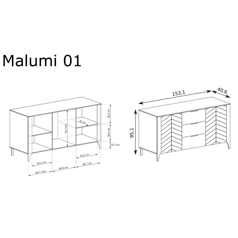 Komoda Malumi MM1 153cm Jarstol Czarny Painflow