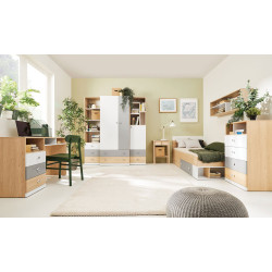 Biurko 125cm Pixel PX8 dąb biszkoptowy/biały/szary