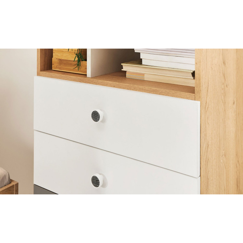 Biurko 125cm Pixel PX8 dąb biszkoptowy/biały/szary